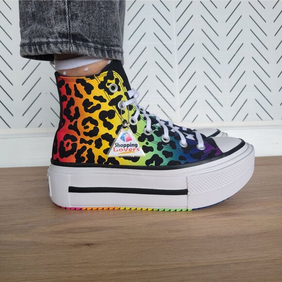 Converse Chuck Taylor All Star Platform Pride Sz 8.5 Women Shoes Leopard A15782C - Picture 5 of 9